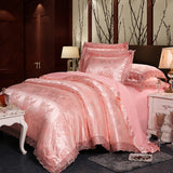 Four-Piece Cotton Bedding With European Style Jacquard Satin