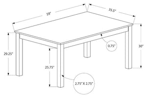 ENSEMBLE 5 MORCEAUX TABLE A MANGER - 36"X 60" BOIS PLAQUE GRIS